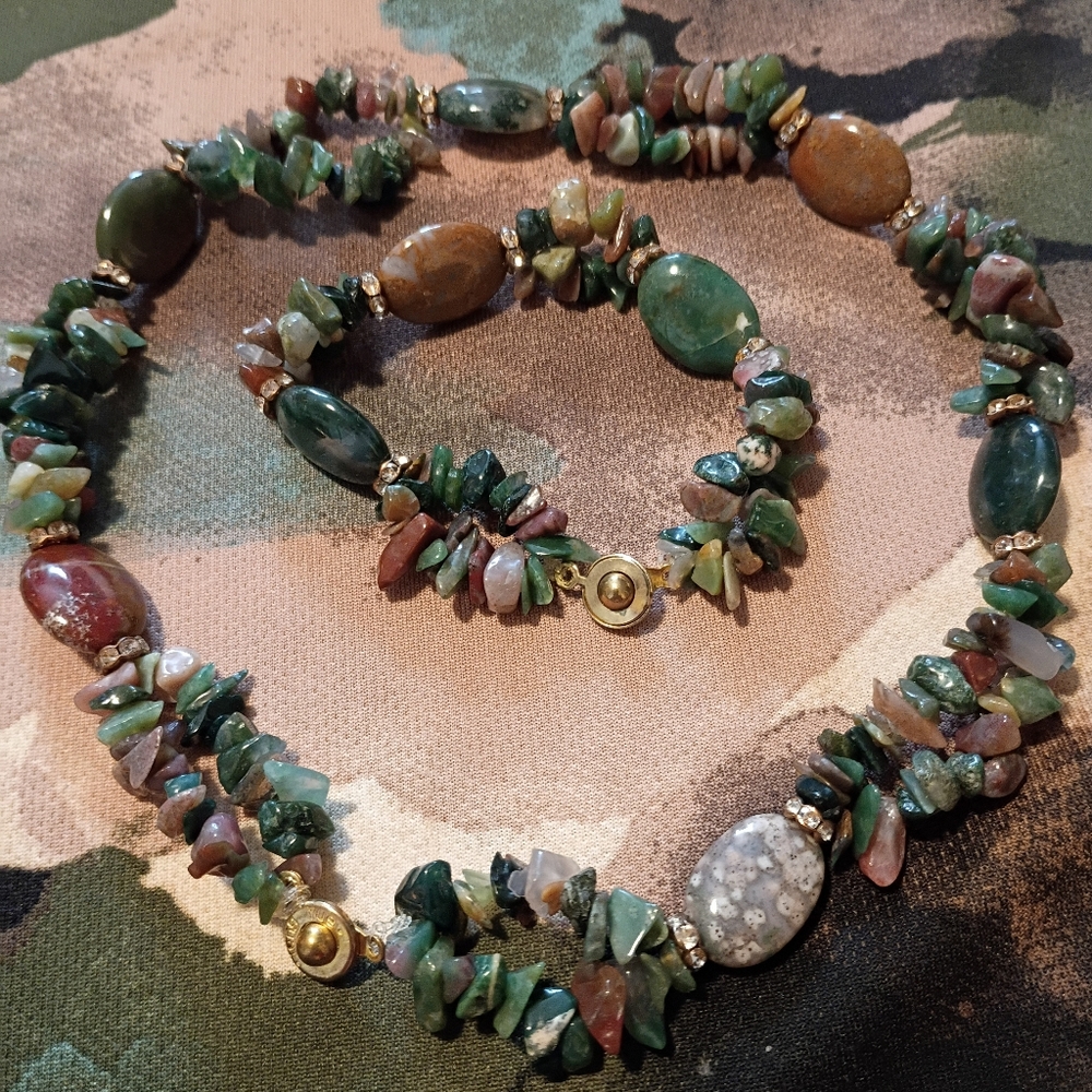 VINTAGE AMES RUE Multi-Gemstone Necklace and Bracelet Set